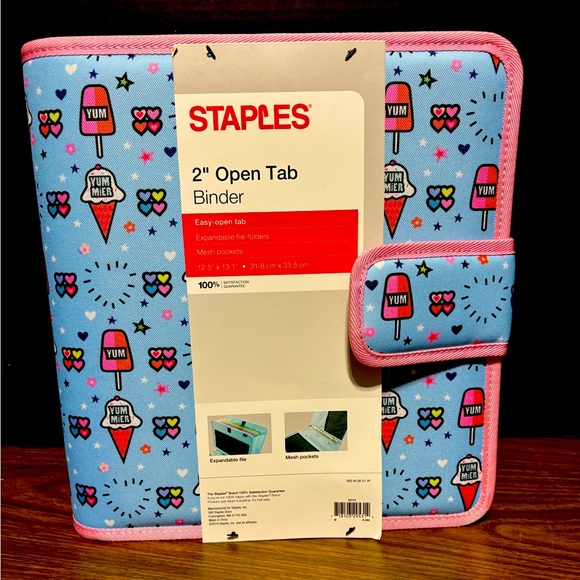 NWT STAPLES Trapper keeper. Ice cream, popsicle design. Cloth binder - Picture 1 of 8